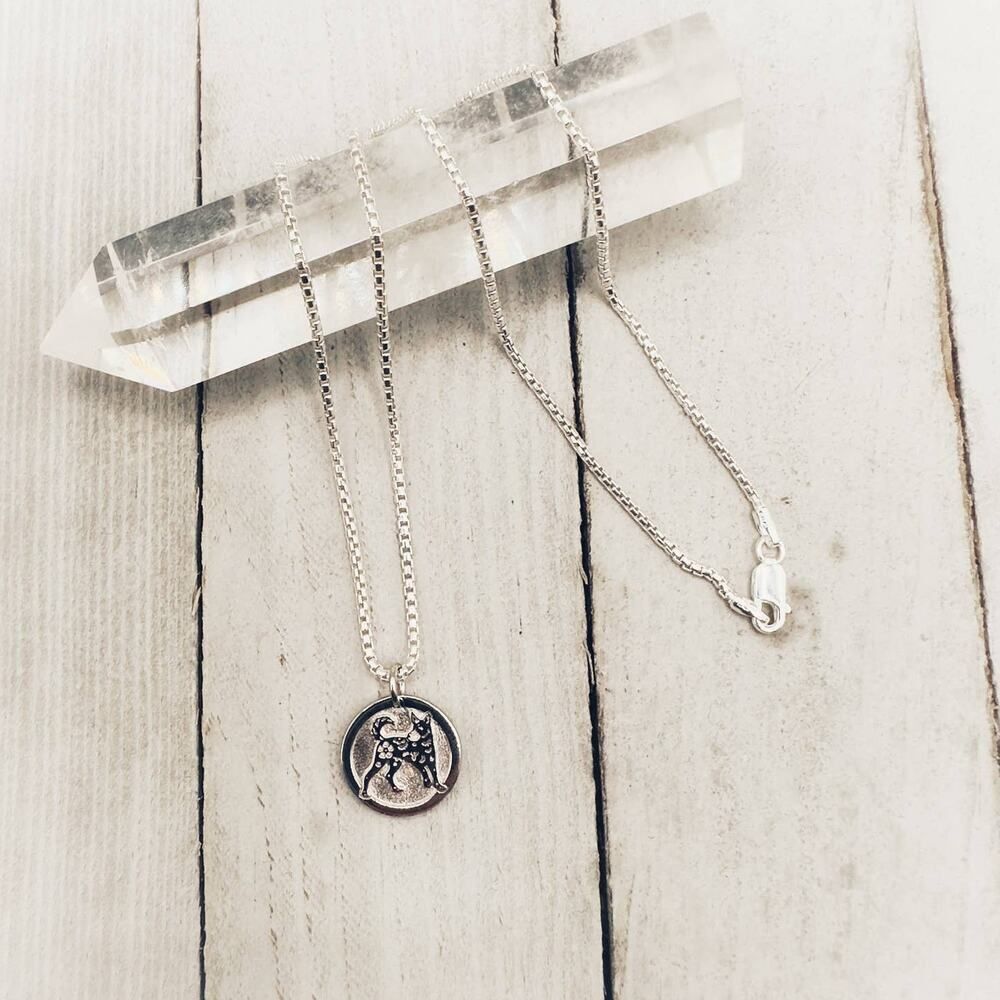 Chinese Zodiac Dog Pendant Necklace Sterling Silver